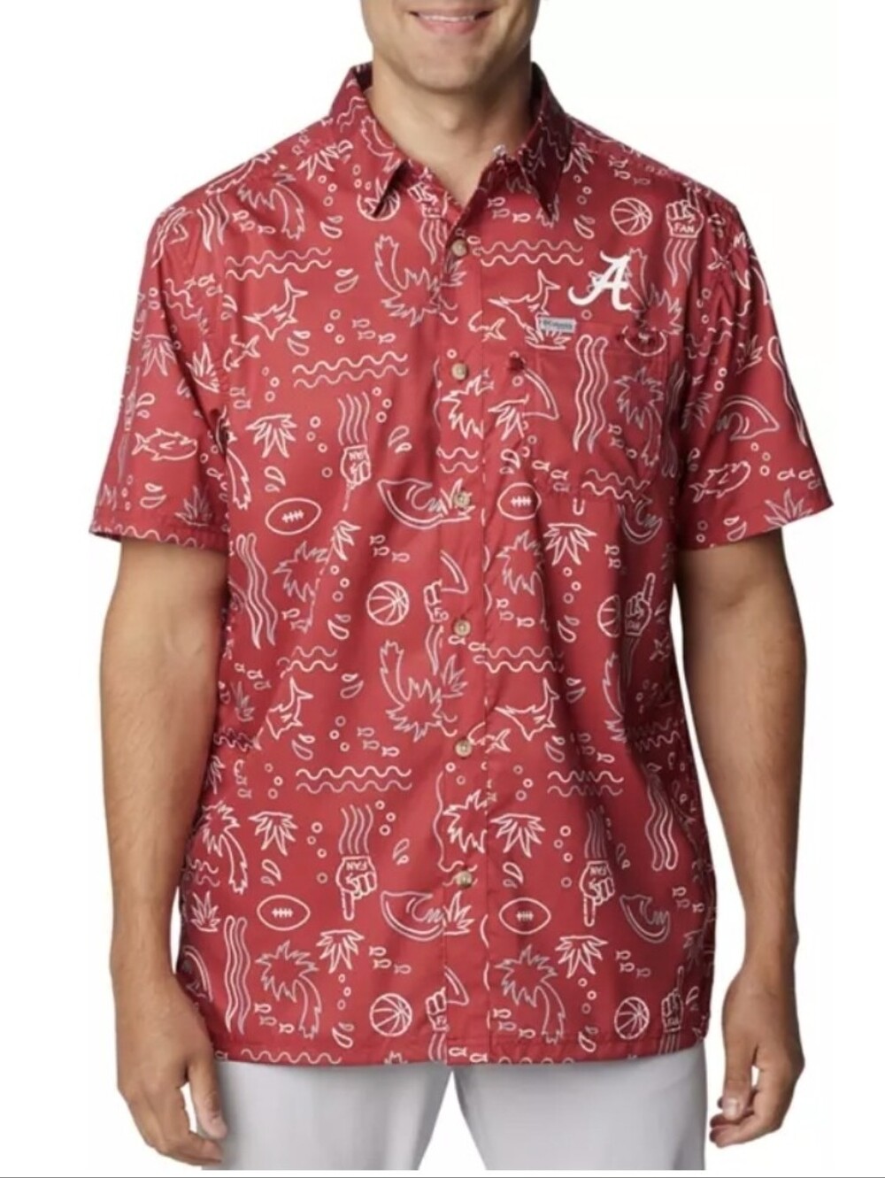 Columbia Men's Alabama Crimson Tide Super Slack Shirt Size Large Gameday
